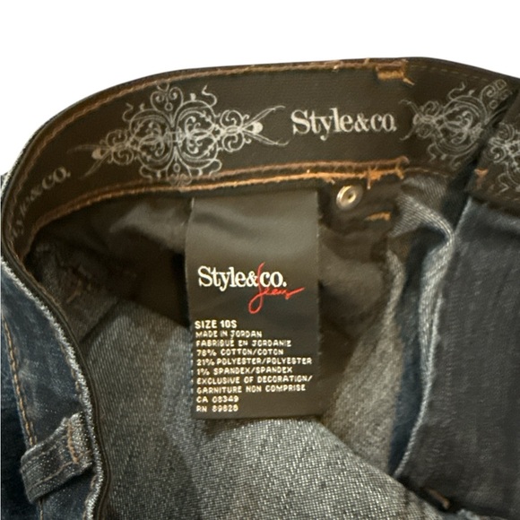 Style & Co Dark Wash Boot Cut Stretch Jeans Tummy Control Size 10S Curvy - Picture 10 of 10